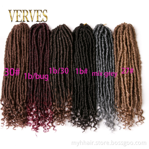 Crochet Faux locs Curly Braids Hair Extensions 18 inch synthetic hair Braids Dreads Hairstyle Ombre Goddess Locs  Hair Extension